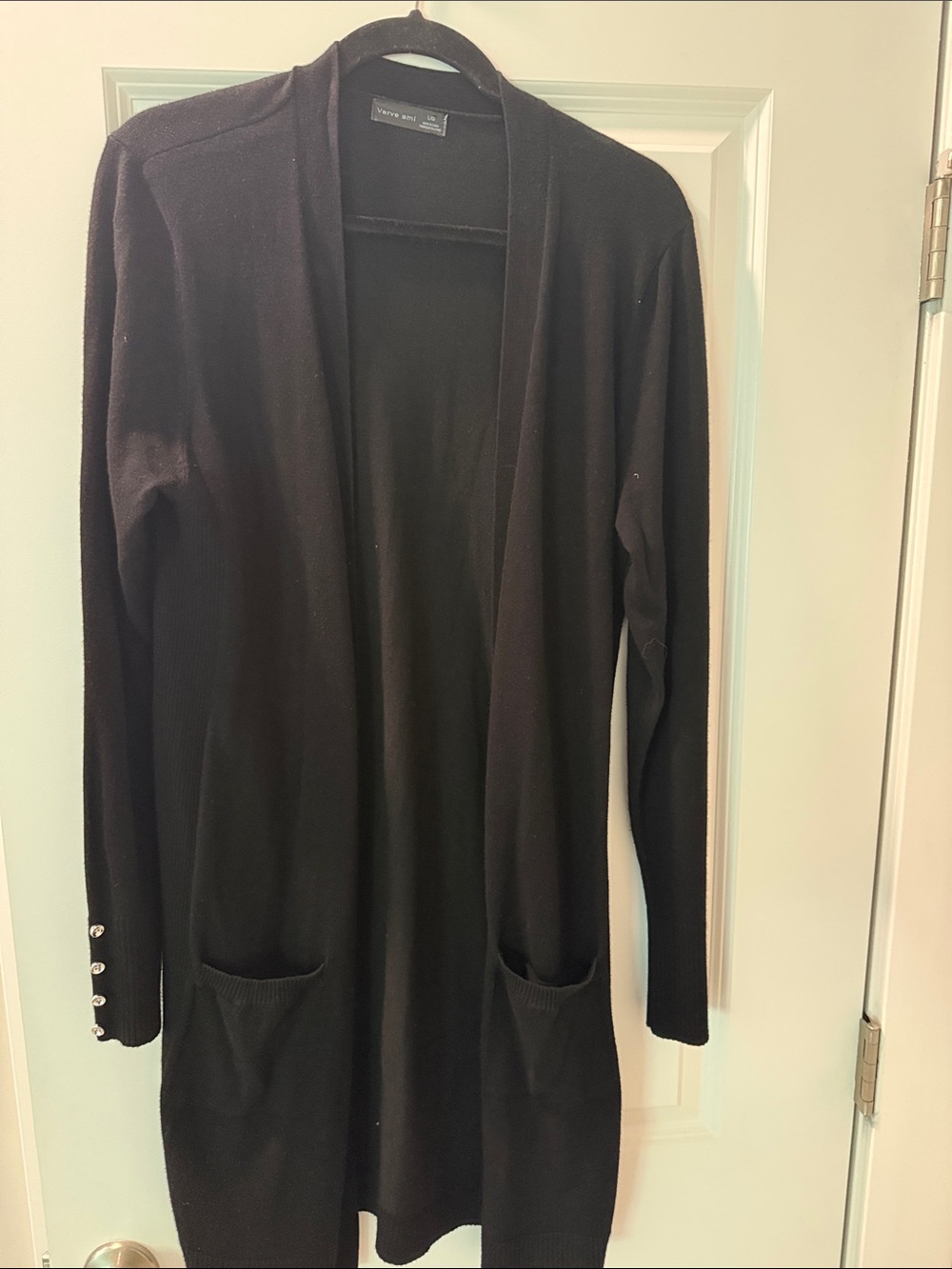 Verve Ami Black Long Open-Front Cardigan
